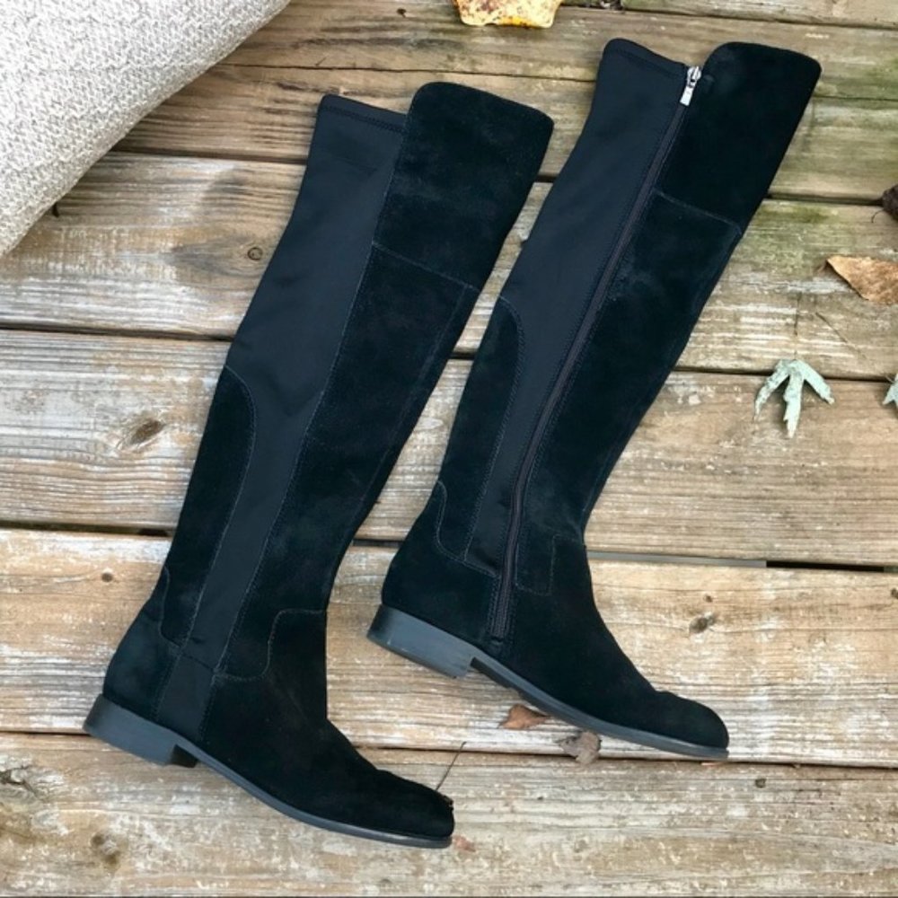 FRANCO SARTO Motor Black Suede Knee High Boots | 7.5 (fits like 8)